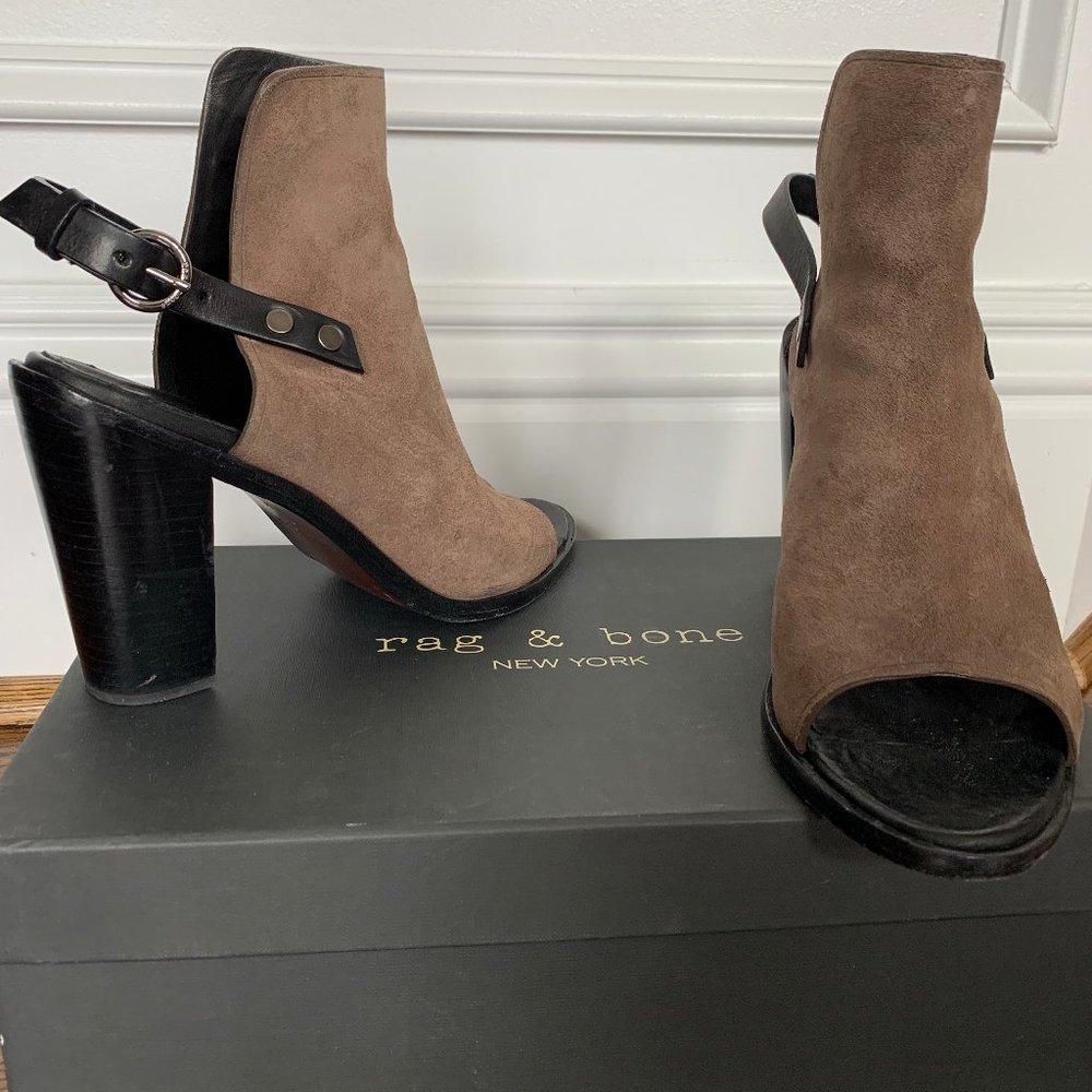 Rag & Bone Suede Open-Toe Booties - image 1